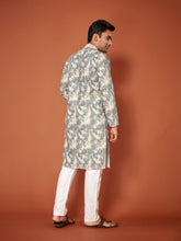 Load image into Gallery viewer, FLORAL PRINT WITH SCHIFFLI WORK COTTON STRAIGHT KURTA
