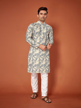 Load image into Gallery viewer, FLORAL PRINT WITH SCHIFFLI WORK COTTON STRAIGHT KURTA
