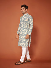 Load image into Gallery viewer, FLORAL PRINT WITH SCHIFFLI WORK COTTON STRAIGHT KURTA
