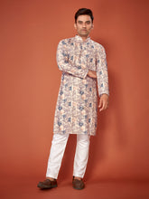 Load image into Gallery viewer, FLORAL PRINT WITH SCHIFFLI WORK COTTON STRAIGHT KURTA
