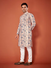 Load image into Gallery viewer, FLORAL PRINT WITH SCHIFFLI WORK COTTON STRAIGHT KURTA
