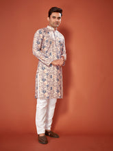 Load image into Gallery viewer, FLORAL PRINT WITH SCHIFFLI WORK COTTON STRAIGHT KURTA
