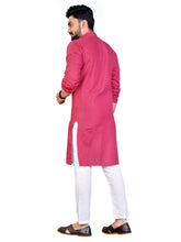 Load image into Gallery viewer, MEN&#39;s PINK SOLID PLAIN COTTON CASUAL CHINESE NECK STRAIGHNT KURTA &amp; PYJANA SET
