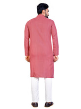 Load image into Gallery viewer, MEN&#39;s PEACH SOLID PLAIN COTTON CASUAL CHINESE NECK STRAIGHNT KURTA &amp; PYJANA SET
