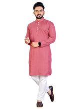 Load image into Gallery viewer, MEN&#39;s PEACH SOLID PLAIN COTTON CASUAL CHINESE NECK STRAIGHNT KURTA &amp; PYJANA SET
