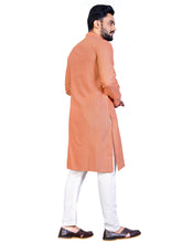 Load image into Gallery viewer, MEN&#39;s ORANGE SOLID PLAIN COTTON CASUAL CHINESE NECK STRAIGHNT KURTA &amp; PYJANA SET
