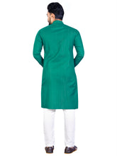 Load image into Gallery viewer, MEN&#39;s TURQUOISE SOLID PLAIN COTTON CASUAL CHINESE NECK STRAIGHNT KURTA &amp; PYJANA SET
