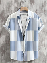 Load image into Gallery viewer, BLUE DESIGNER PRINTED HALF SLEEVE SHIRT
