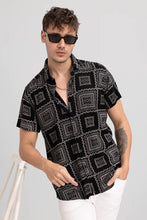 Load image into Gallery viewer, DESIGNER BLACK PRINTED HALF SLEEVE SHIRT
