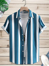 Load image into Gallery viewer, BLUE DESIGNER PRINTED HALF SLEEVE SHIRT
