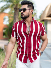 Load image into Gallery viewer, RED DESIGNER PRINTED HALF SLEEVE SHIRT
