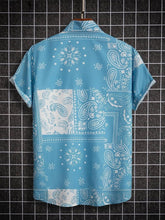 Load image into Gallery viewer, SKY BLUE DESIGNER PRINTED HALF SLEEVE SHIRT
