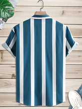 Load image into Gallery viewer, BLUE DESIGNER PRINTED HALF SLEEVE SHIRT
