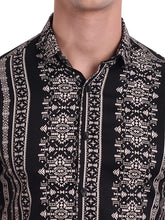 Load image into Gallery viewer, BLACK DESIGNER PRINTED HALF SLEEVE SHIRT
