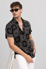 Load image into Gallery viewer, DESIGNER BLACK PRINTED HALF SLEEVE SHIRT
