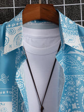 Load image into Gallery viewer, SKY BLUE DESIGNER PRINTED HALF SLEEVE SHIRT
