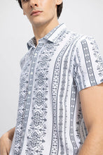 Load image into Gallery viewer, DARK BLUE DESIGNER PRINTED HALF SLEEVE SHIRT
