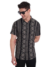 Load image into Gallery viewer, BLACK DESIGNER PRINTED HALF SLEEVE SHIRT
