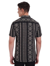 Load image into Gallery viewer, BLACK DESIGNER PRINTED HALF SLEEVE SHIRT
