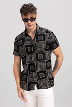 Load image into Gallery viewer, DESIGNER BLACK PRINTED HALF SLEEVE SHIRT
