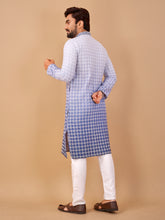 Load image into Gallery viewer, BLUE GRADIENT EMBROIDERED KURTA WITH PYJAMA
