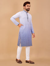 Load image into Gallery viewer, BLUE GRADIENT EMBROIDERED KURTA WITH PYJAMA
