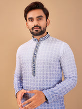 Load image into Gallery viewer, BLUE GRADIENT EMBROIDERED KURTA WITH PYJAMA
