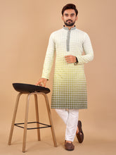 Load image into Gallery viewer, YELLOW GRADIENT EMBROIDERED KURTA WITH PYJAMA
