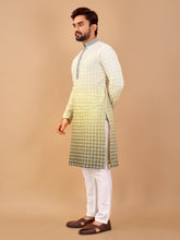 Load image into Gallery viewer, YELLOW GRADIENT EMBROIDERED KURTA WITH PYJAMA
