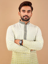 Load image into Gallery viewer, YELLOW GRADIENT EMBROIDERED KURTA WITH PYJAMA
