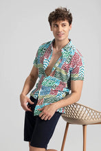 Load image into Gallery viewer, MULTICOLOR DESIGNER PRINTED HALF SLEEVE SHIRT
