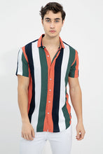 Load image into Gallery viewer, ORANGE-GREEN DESIGNER PRINTED HALF SLEEVE SHIRT
