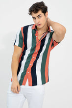 Load image into Gallery viewer, ORANGE-GREEN DESIGNER PRINTED HALF SLEEVE SHIRT
