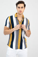 Load image into Gallery viewer, YELLOW-GREY DESIGNER PRINTED HALF SLEEVE SHIRT
