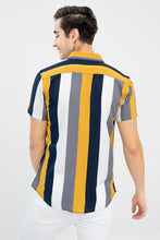 Load image into Gallery viewer, YELLOW-GREY DESIGNER PRINTED HALF SLEEVE SHIRT
