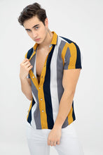 Load image into Gallery viewer, YELLOW-GREY DESIGNER PRINTED HALF SLEEVE SHIRT
