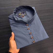 Load image into Gallery viewer, Navy blue Plain cotton Full Sleeve Kurta Shirt
