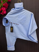 Load image into Gallery viewer, Turquoise Plain Cotton Kurta Full Sleeve Shirt
