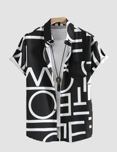 Load image into Gallery viewer, BLACK PRINTED HALF SLEEVE SHIRT
