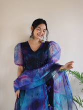 Load image into Gallery viewer, Cosmic Bloom: DUDESUNITY&#39;s Designer Digital Printed Organza Silk Anarkali Suit With Huge Flair
