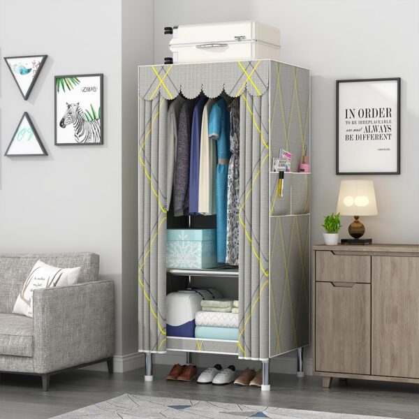 Breathable Fabric, Alloy Steel Collapsible Wardrobe for Clothes/Storage Organizer Wardrobe for Multipurpose